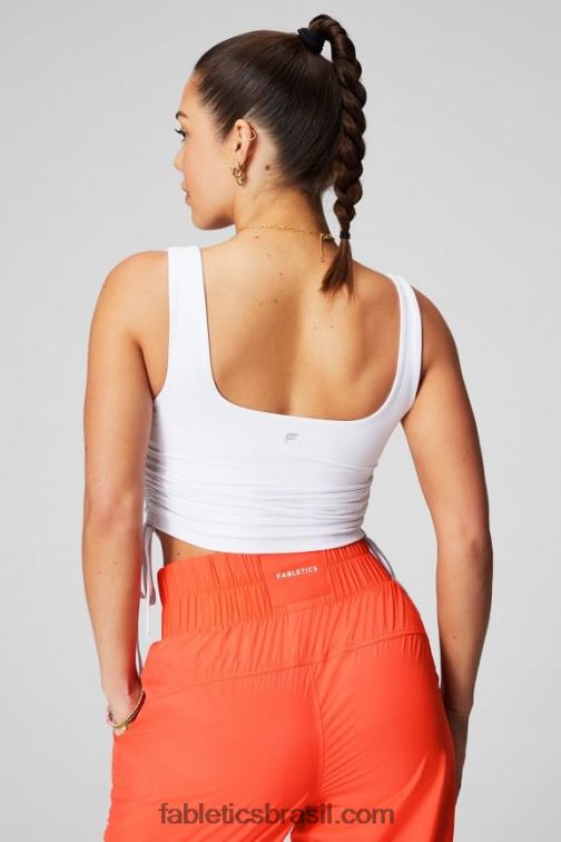 Fabletics branco clássico 420HR2154 tanque de sutiã embutido franzido mulheres