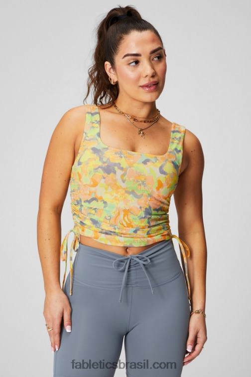 Fabletics calêndula pintada 420HR2148 tanque de sutiã embutido franzido mulheres