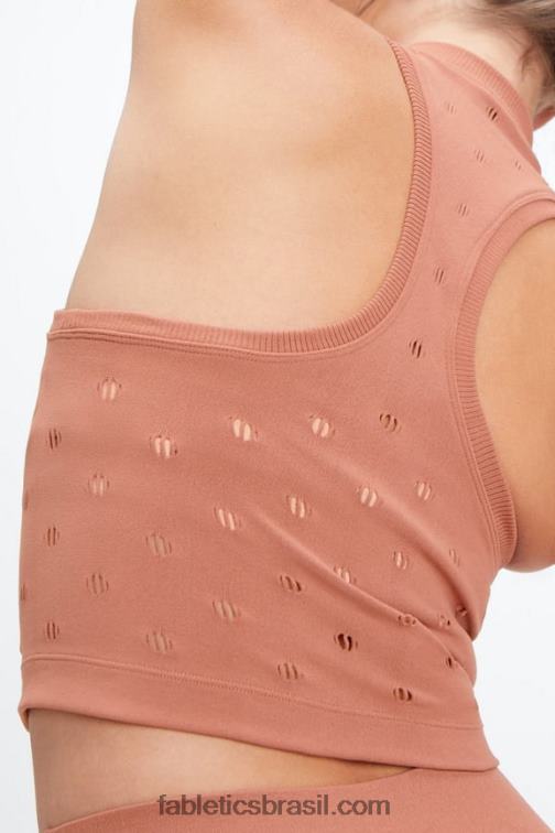 Fabletics caramelo 420HR2266 regata de malha com decote falso frances esculpida mulheres