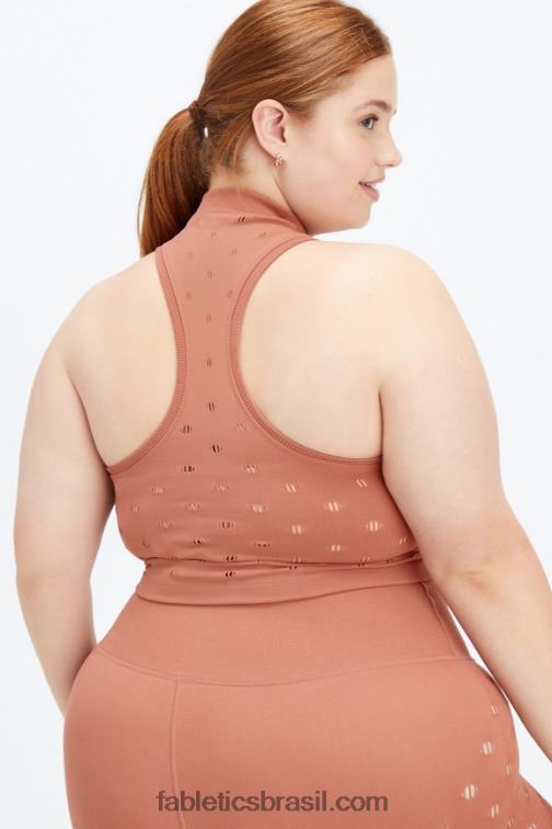 Fabletics caramelo 420HR2267 regata de malha com decote falso frances esculpida mulheres