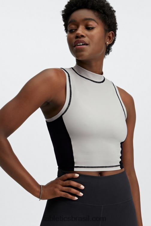 Fabletics cinza/preto 420HR2302 giana tanque mock pescoço mulheres