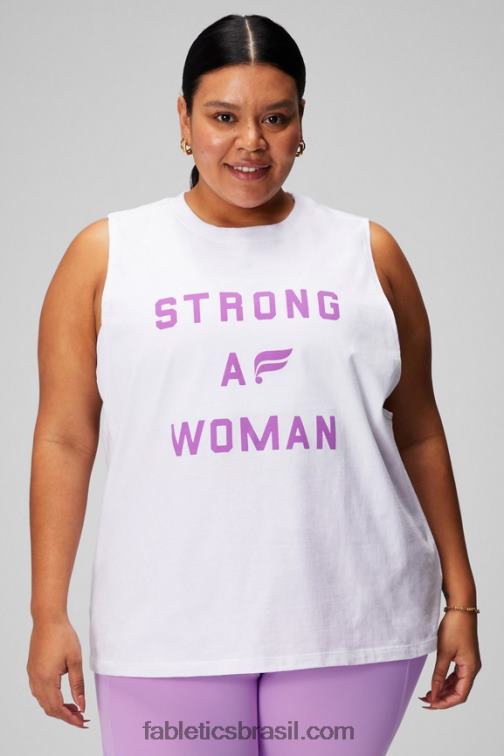 Fabletics clássico branco/gráfico 420HR2169 tanque muscular do dia internacional mulheres