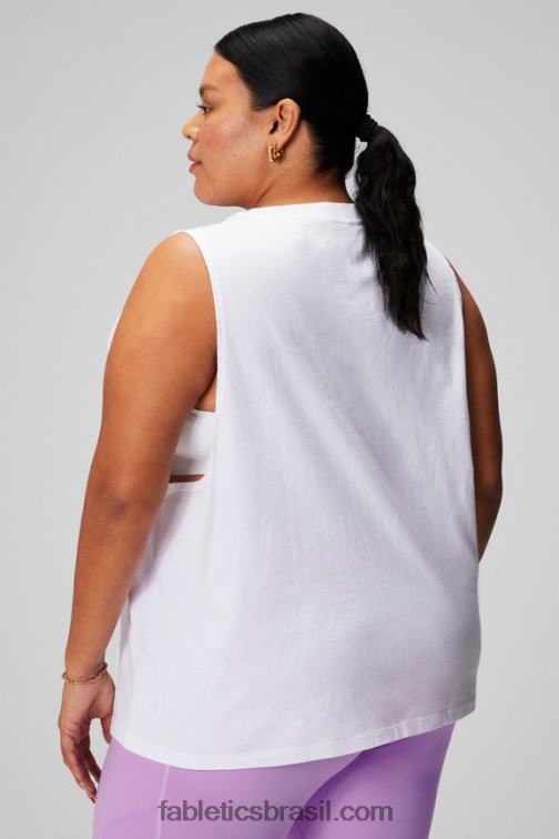 Fabletics clássico branco/gráfico 420HR2169 tanque muscular do dia internacional mulheres