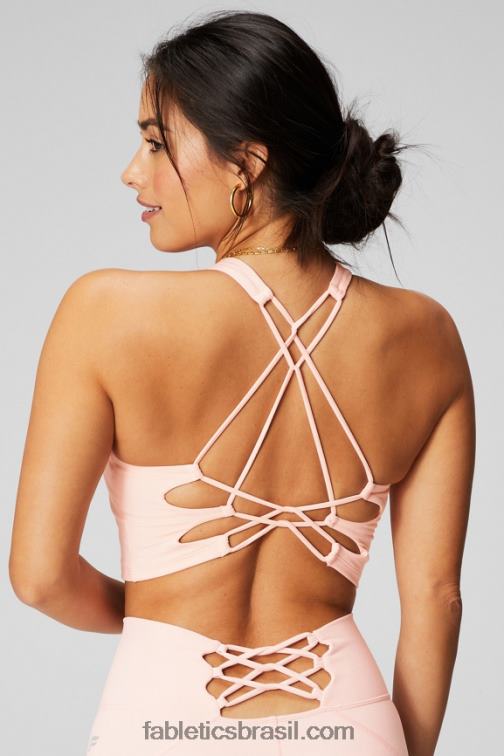 Fabletics creme de manteiga rosa 420HR2164 tanque traseiro aberto com tiras mulheres