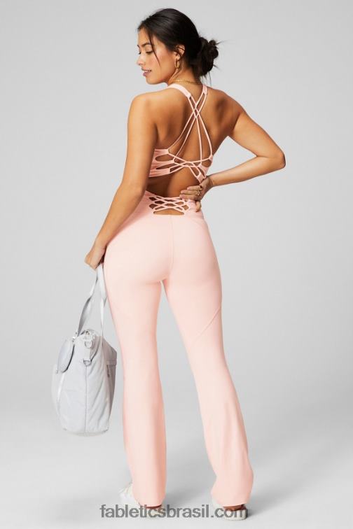 Fabletics creme de manteiga rosa 420HR2164 tanque traseiro aberto com tiras mulheres