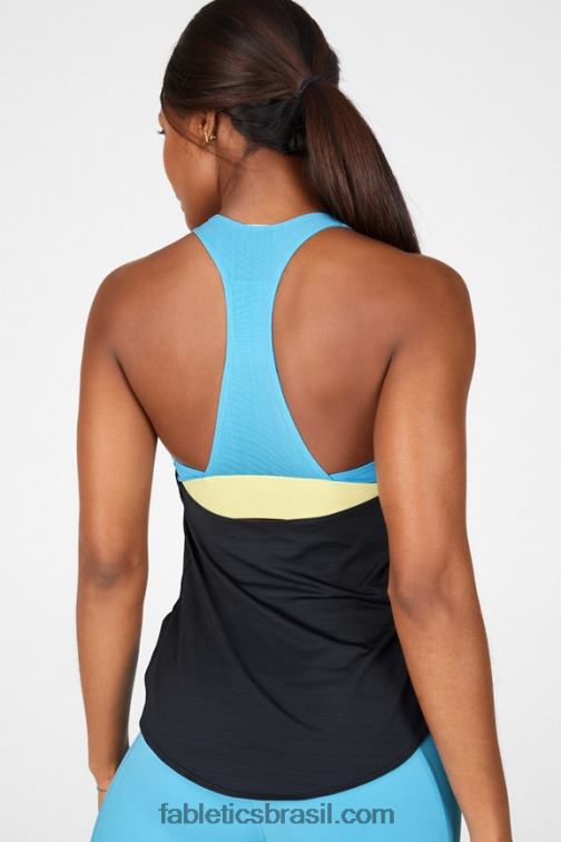 Fabletics creme preto/cerúleo claro/limão 420HR2401 tanque de sutiã embutido eco-consciente mulheres