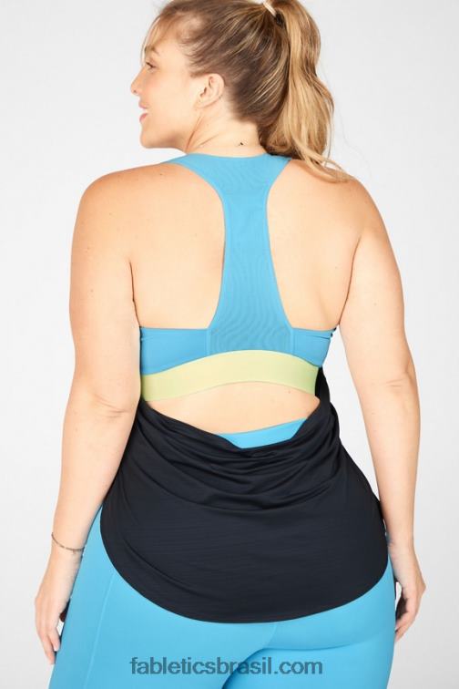 Fabletics creme preto/cerúleo claro/limão 420HR2402 tanque de sutiã embutido eco-consciente mulheres