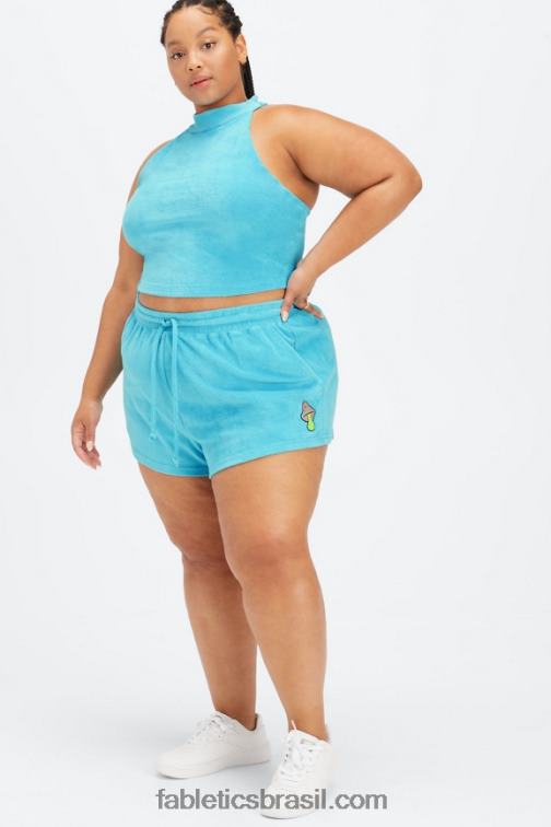 Fabletics água azul 420HR2282 tanque de sutiã embutido terry mulheres