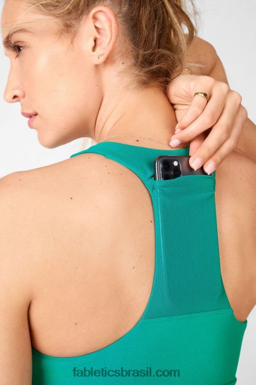 Fabletics jade escuro 420HR2369 tanque embutido em movimento mulheres