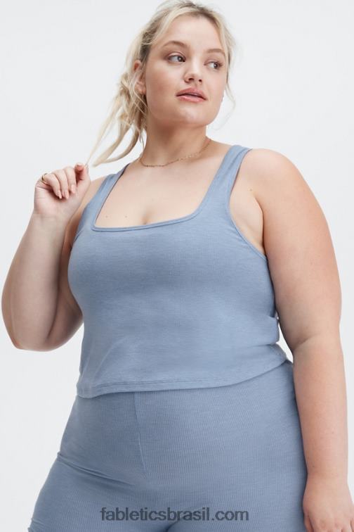 Fabletics jeans desbotado 420HR2273 regata com nervuras restoreknit mulheres