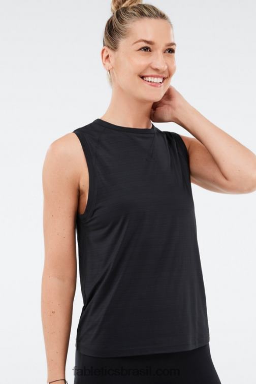 Fabletics logotipo de folha preta 420HR2305 tanque de músculo eco-consciente mulheres