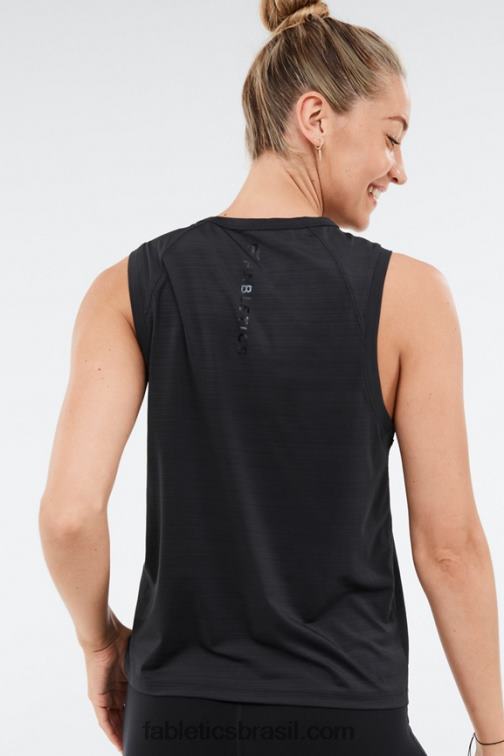 Fabletics logotipo de folha preta 420HR2305 tanque de músculo eco-consciente mulheres