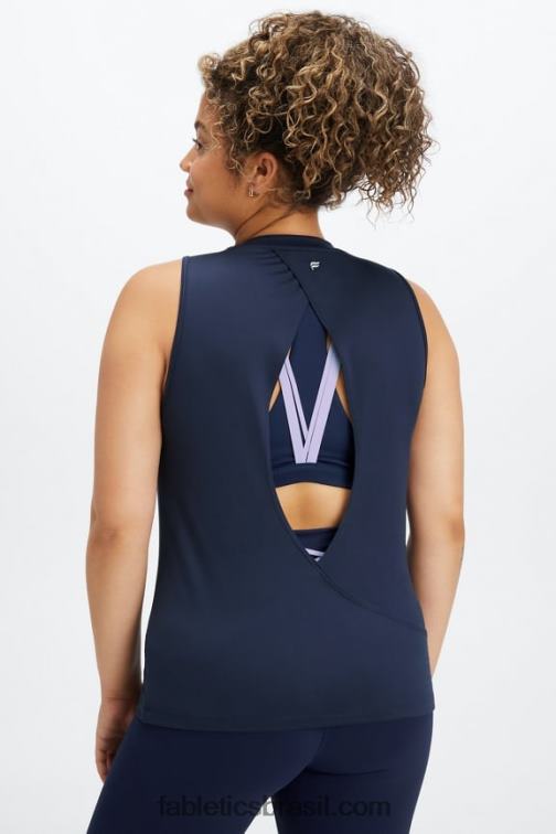 Fabletics marinha profunda 420HR2123 tanque traseiro aberto dry-flex mulheres