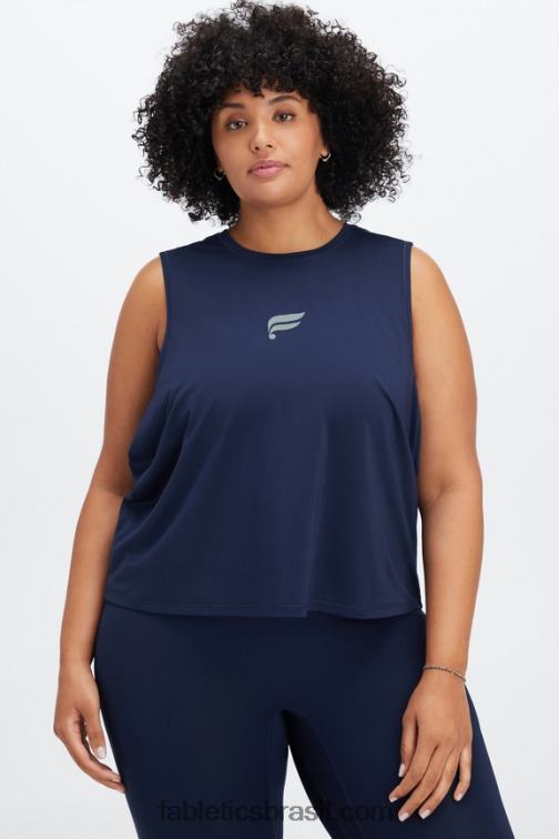 Fabletics marinho profundo/logotipo reflexivo 420HR2265 fênix respira tanque muscular mulheres