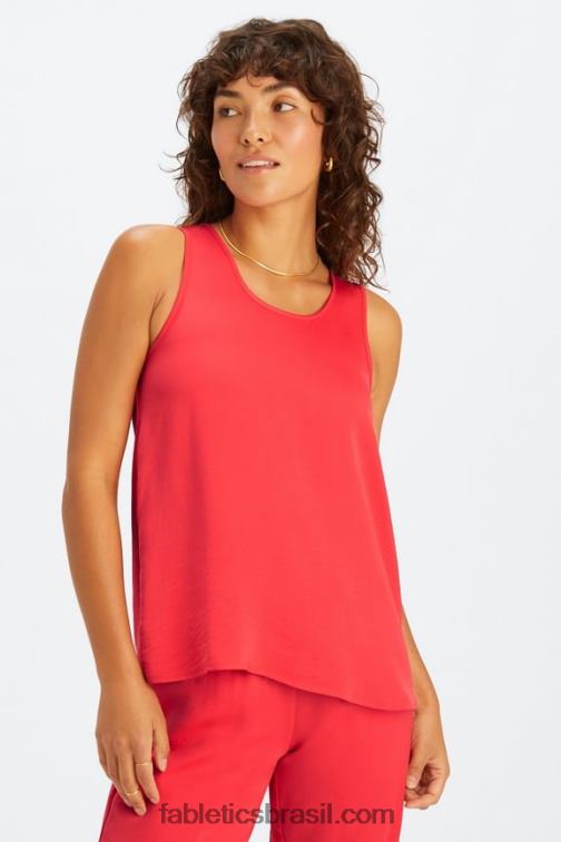 Fabletics morango vermelho 420HR2231 tanque de ecosatina mulheres