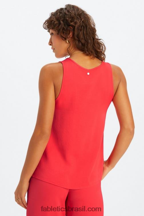 Fabletics morango vermelho 420HR2231 tanque de ecosatina mulheres