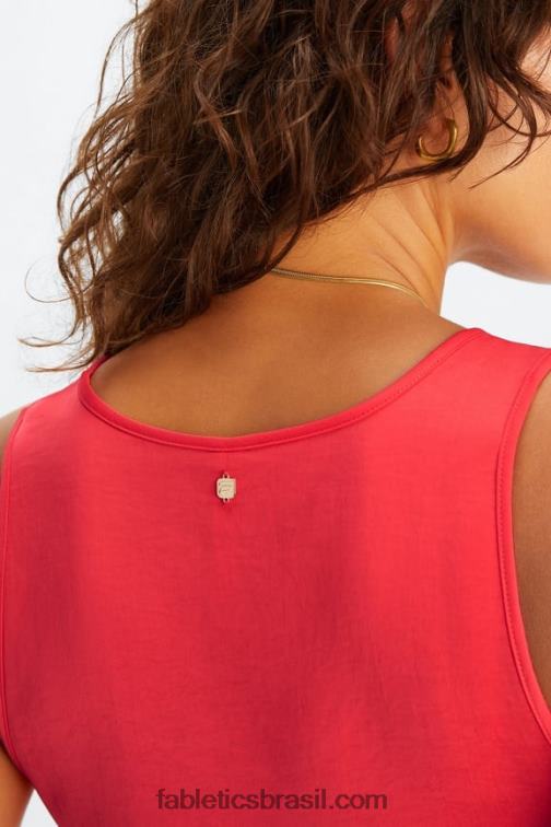 Fabletics morango vermelho 420HR2231 tanque de ecosatina mulheres