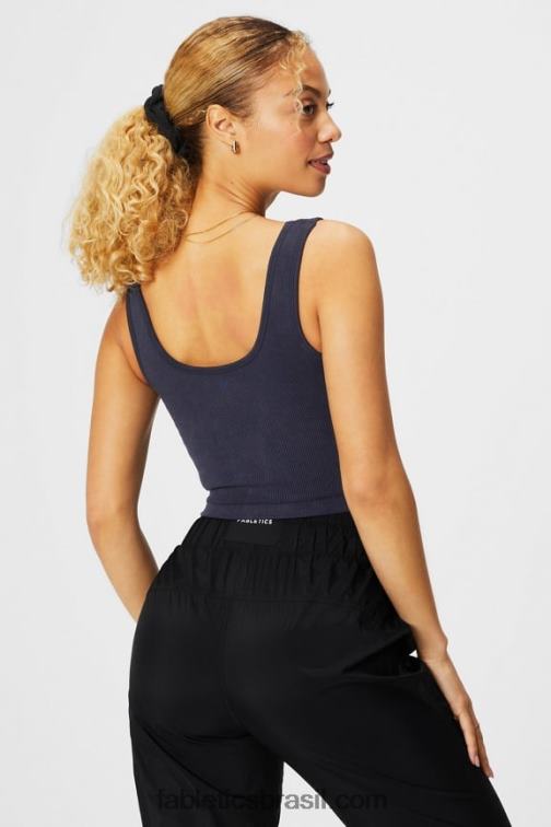Fabletics índigo escuro 420HR2162 tanque de colheita sem costura com decote em V em nuvem mulheres