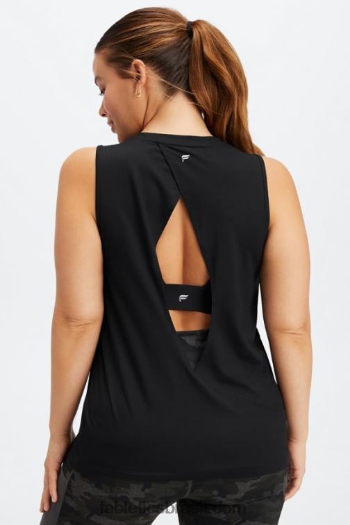 Fabletics preto 420HR2119 tanque traseiro aberto dry-flex mulheres