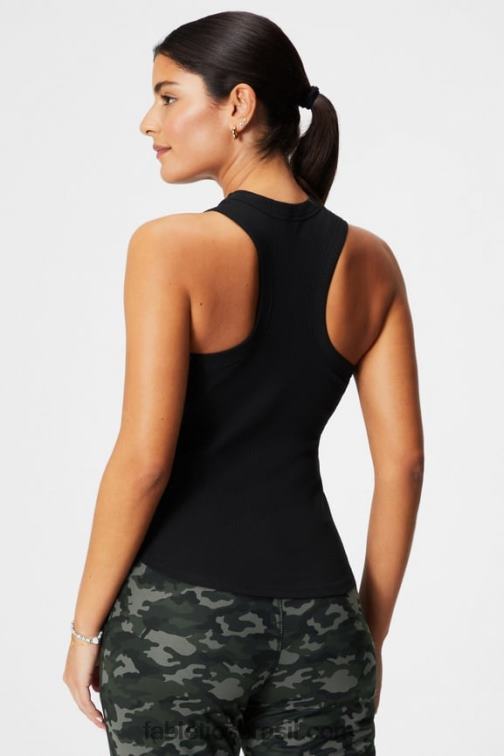 Fabletics preto 420HR2145 tanque de costela de gola alta mulheres