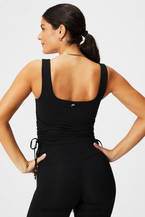 Fabletics preto 420HR2149 tanque de sutiã embutido franzido mulheres