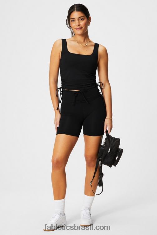 Fabletics preto 420HR2149 tanque de sutiã embutido franzido mulheres