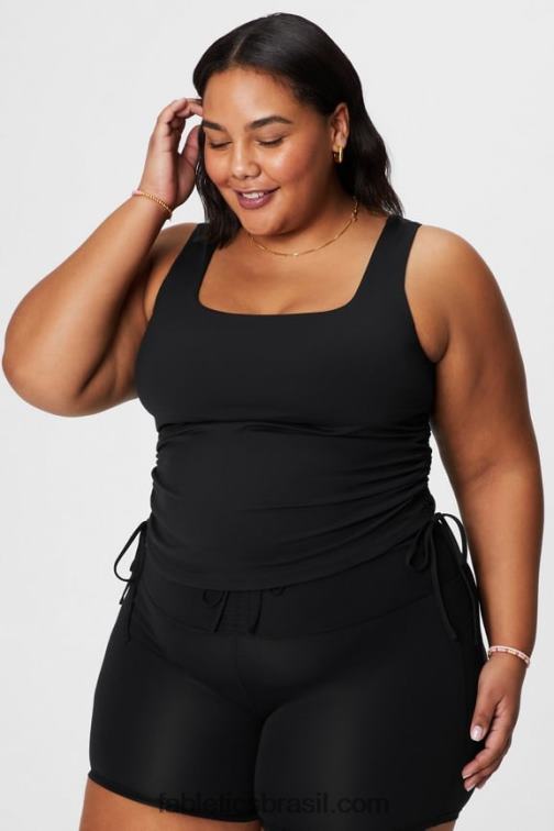 Fabletics preto 420HR2150 tanque de sutiã embutido franzido mulheres