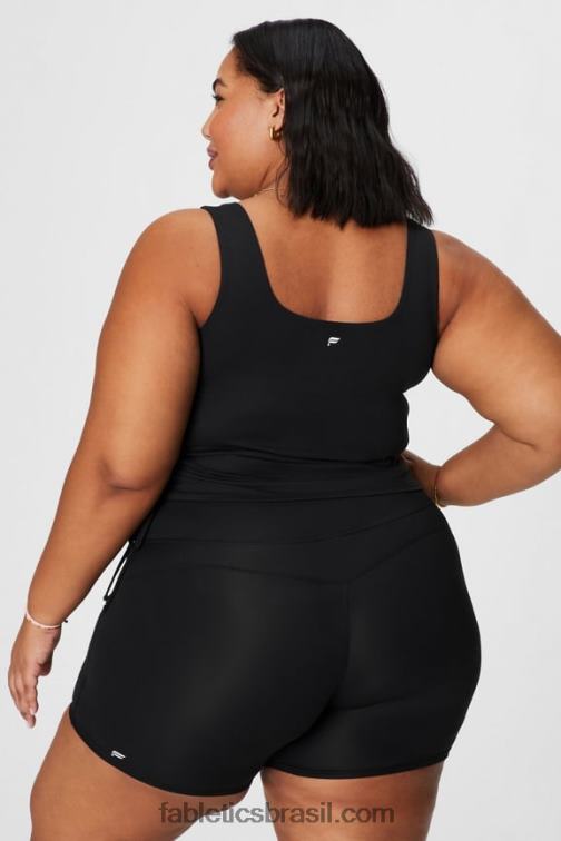 Fabletics preto 420HR2150 tanque de sutiã embutido franzido mulheres
