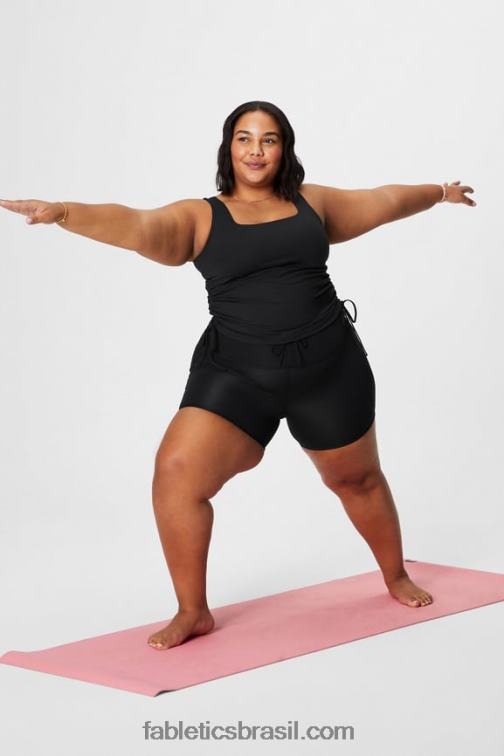Fabletics preto 420HR2150 tanque de sutiã embutido franzido mulheres