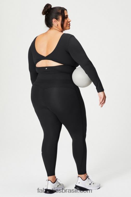 Fabletics preto 420HR2198 top de manga comprida com sutiã embutido oasis twist mulheres
