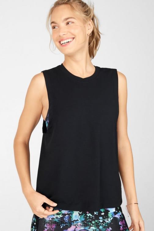 Fabletics preto 420HR2350 tanque muscular de jade mulheres