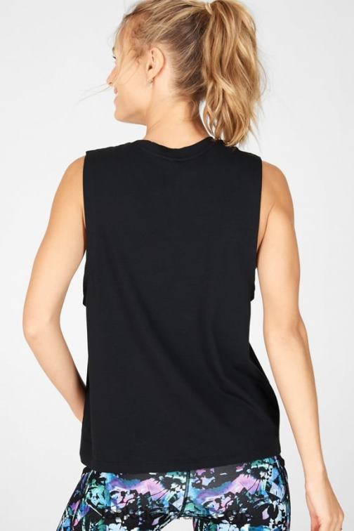 Fabletics preto 420HR2350 tanque muscular de jade mulheres