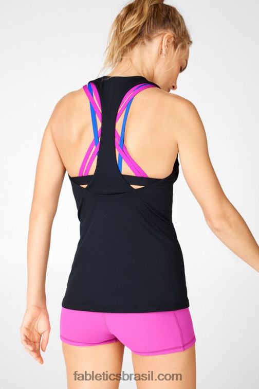 Fabletics preto/fiesta multi 420HR2384 aumentar o tanque de sutiã embutido mulheres