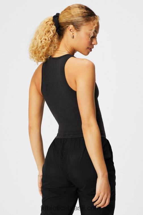 Fabletics preto vintage 420HR2153 tanque de gola alta sem costura em nuvem mulheres