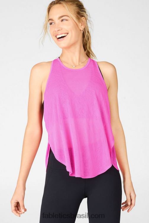 Fabletics rosa fluorescente/preto 420HR2382 tanque de sutiã embutido ryan mulheres