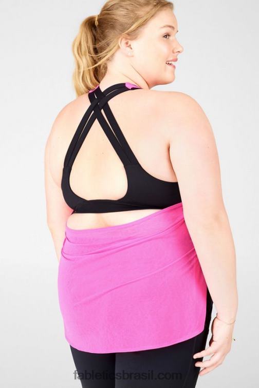 Fabletics rosa fluorescente/preto 420HR2383 tanque de sutiã embutido ryan mulheres