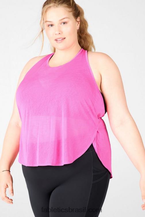 Fabletics rosa fluorescente/preto 420HR2383 tanque de sutiã embutido ryan mulheres