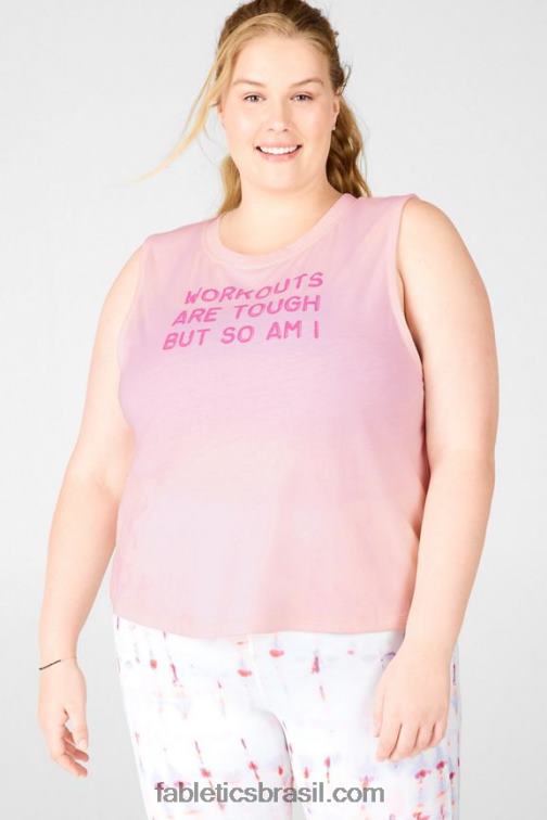 Fabletics rosa ruborizado 420HR2417 tanque de músculo cortado mulheres