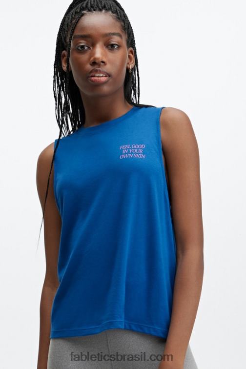 Fabletics sinta-se bem/azul elétrico 420HR2332 tanque de músculo cortado mulheres