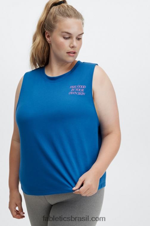 Fabletics sinta-se bem/azul elétrico 420HR2333 tanque de músculo cortado mulheres