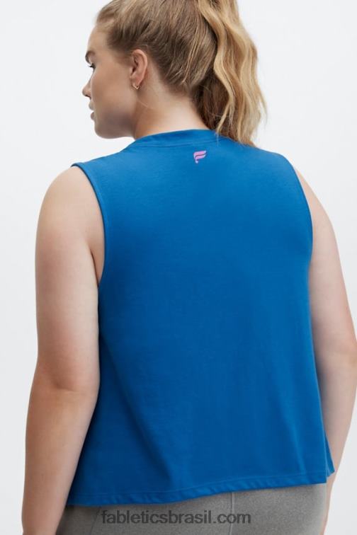 Fabletics sinta-se bem/azul elétrico 420HR2333 tanque de músculo cortado mulheres