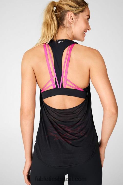 Fabletics tintura de gravata preta/rosa 420HR2385 aumentar o tanque de sutiã embutido mulheres