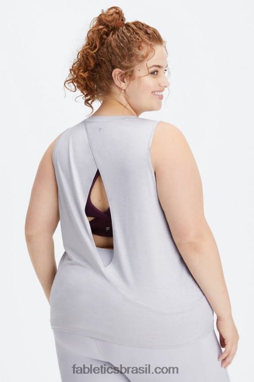 Fabletics urze cinza suave 420HR2128 tanque traseiro aberto dry-flex mulheres