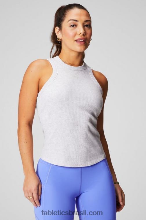 Fabletics urze cinza suave 420HR2142 tanque de costela de gola alta mulheres
