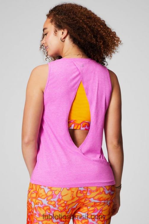 Fabletics urze de fuga rosa 420HR2116 tanque traseiro aberto dry-flex mulheres
