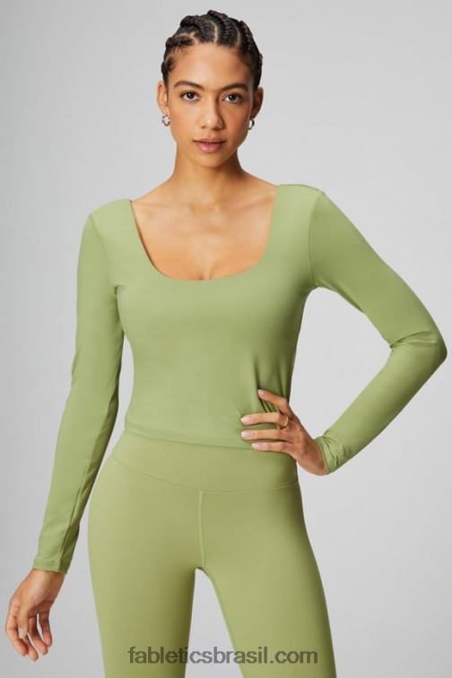 Fabletics violino 420HR2196 top de manga comprida com sutiã embutido oasis twist mulheres