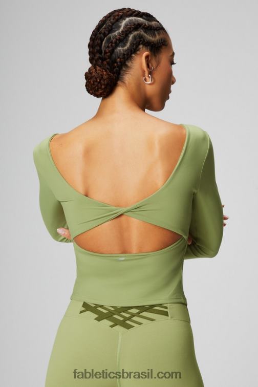 Fabletics violino 420HR2196 top de manga comprida com sutiã embutido oasis twist mulheres