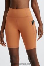 Fabletics abismo/vermelhão 420HR522 short cintura alta com bolso oasis 9 mulheres
