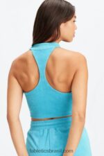 Fabletics água azul 420HR2281 tanque de sutiã embutido terry mulheres - Image 2