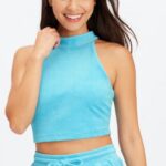 Fabletics água azul 420HR2281 tanque de sutiã embutido terry mulheres